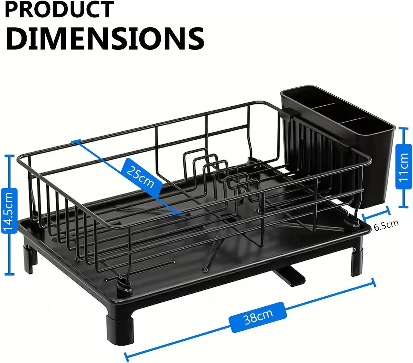 Stainless Steel Dish Drying Rack —  Large Drainer with Drip Tray & Utensil Holder