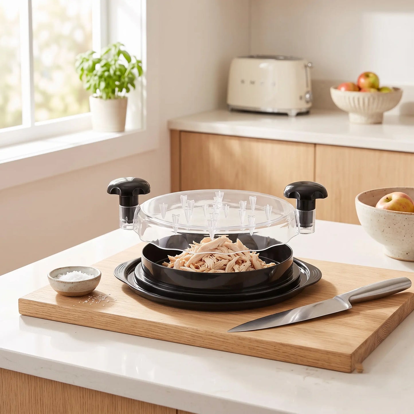 Chicken Shredder Tool Twist — Manual  Meat Shredder with Clear Lid & Handles