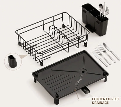 Stainless Steel Dish Drying Rack —  Large Drainer with Drip Tray & Utensil Holder