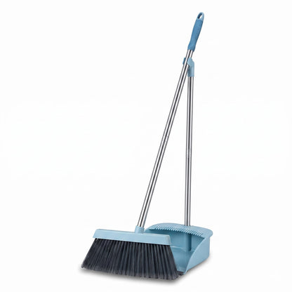 Broom & Dustpan Combo Set with Long Handle — 3-Piece Indoor Cleaning Kit