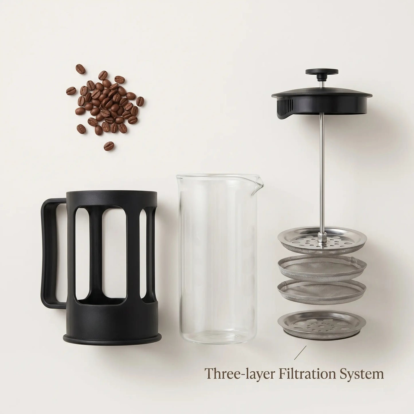 Glass French Press Coffee & Tea Brewer — Stainless Steel Filter 350ML & 600ML