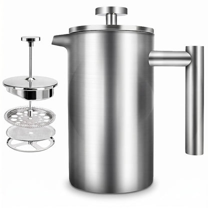 Stainless Steel French Press Coffee Maker — Double Wall Insulated 800ML