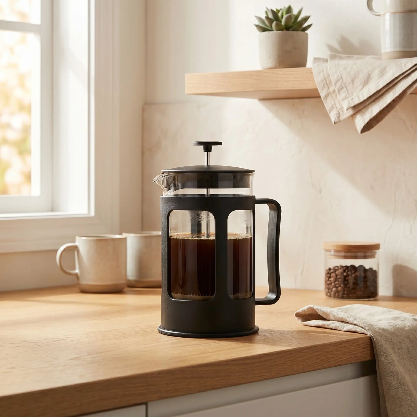 Glass French Press Coffee & Tea Brewer — Stainless Steel Filter 350ML & 600ML