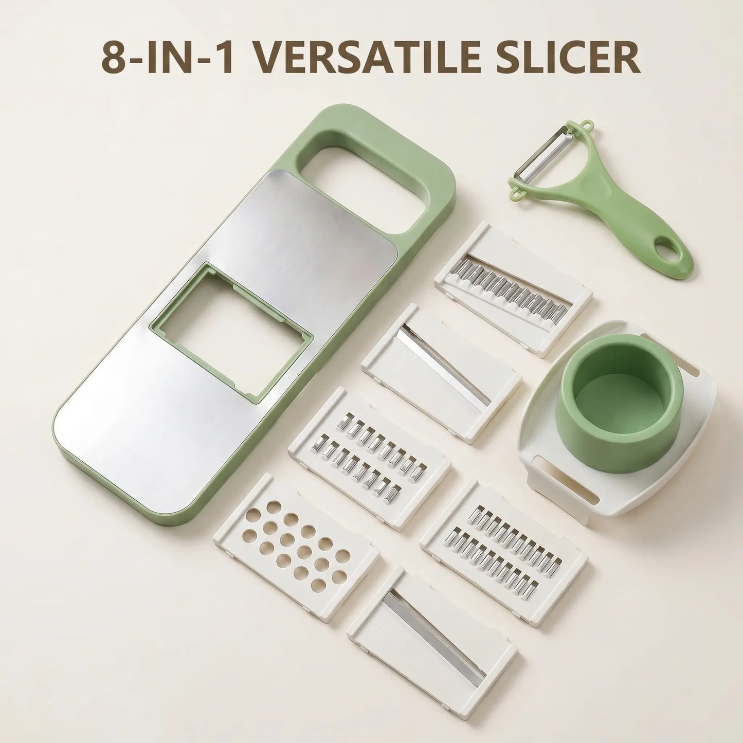 Food Chopper with Container — Manual Vegetable Chopper Grater & Slicer Set