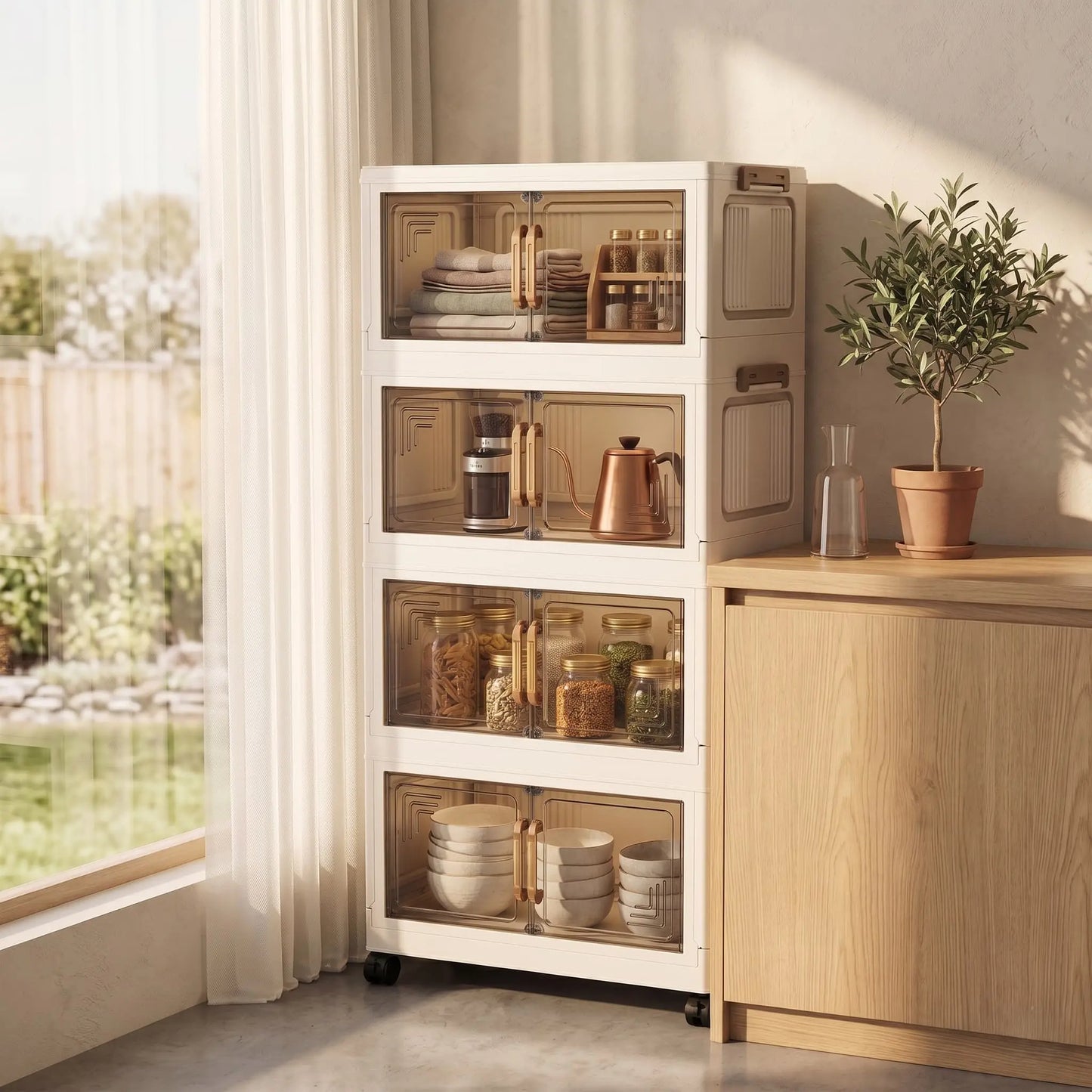 Foldable Plastic Storage Cabinet —  Modular Wardrobe Organizer 1–6 Tiers