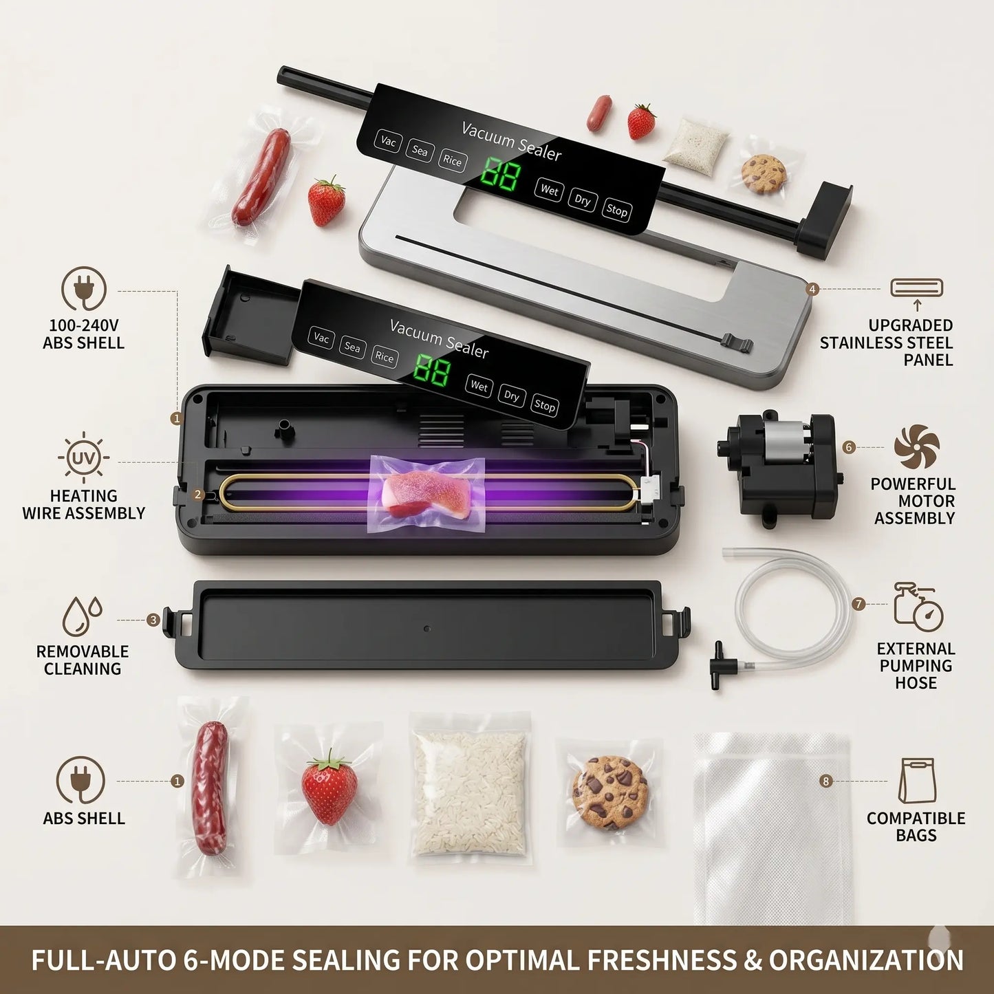 Vacuum Sealer for Food — 4-Mode Electric Food Sealing Machine