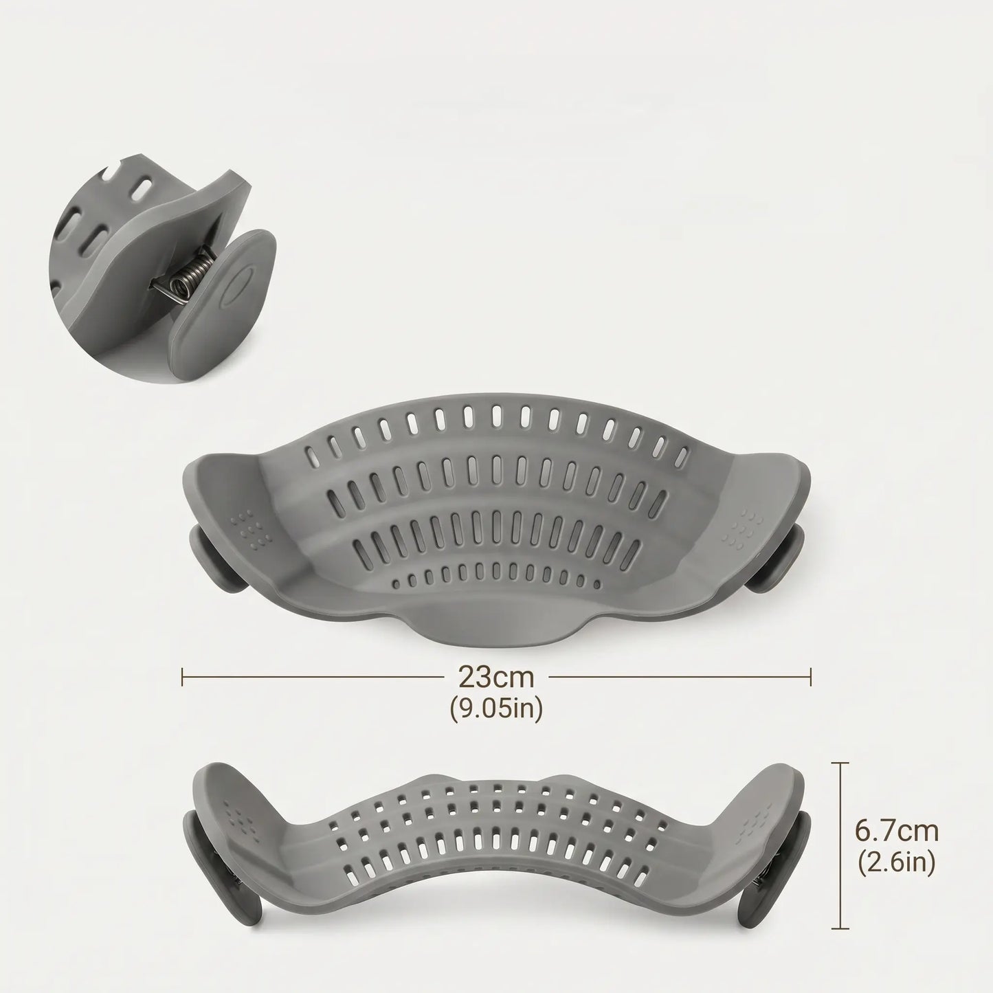 Clip-On Pasta Strainer for Pots & Pans — Adjustable Stainless Steel Pot Strainer