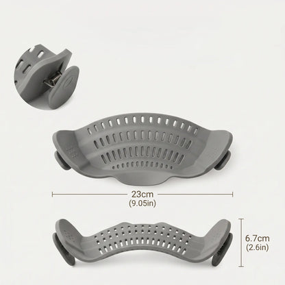 Clip-On Pasta Strainer for Pots & Pans — Adjustable Stainless Steel Pot Strainer