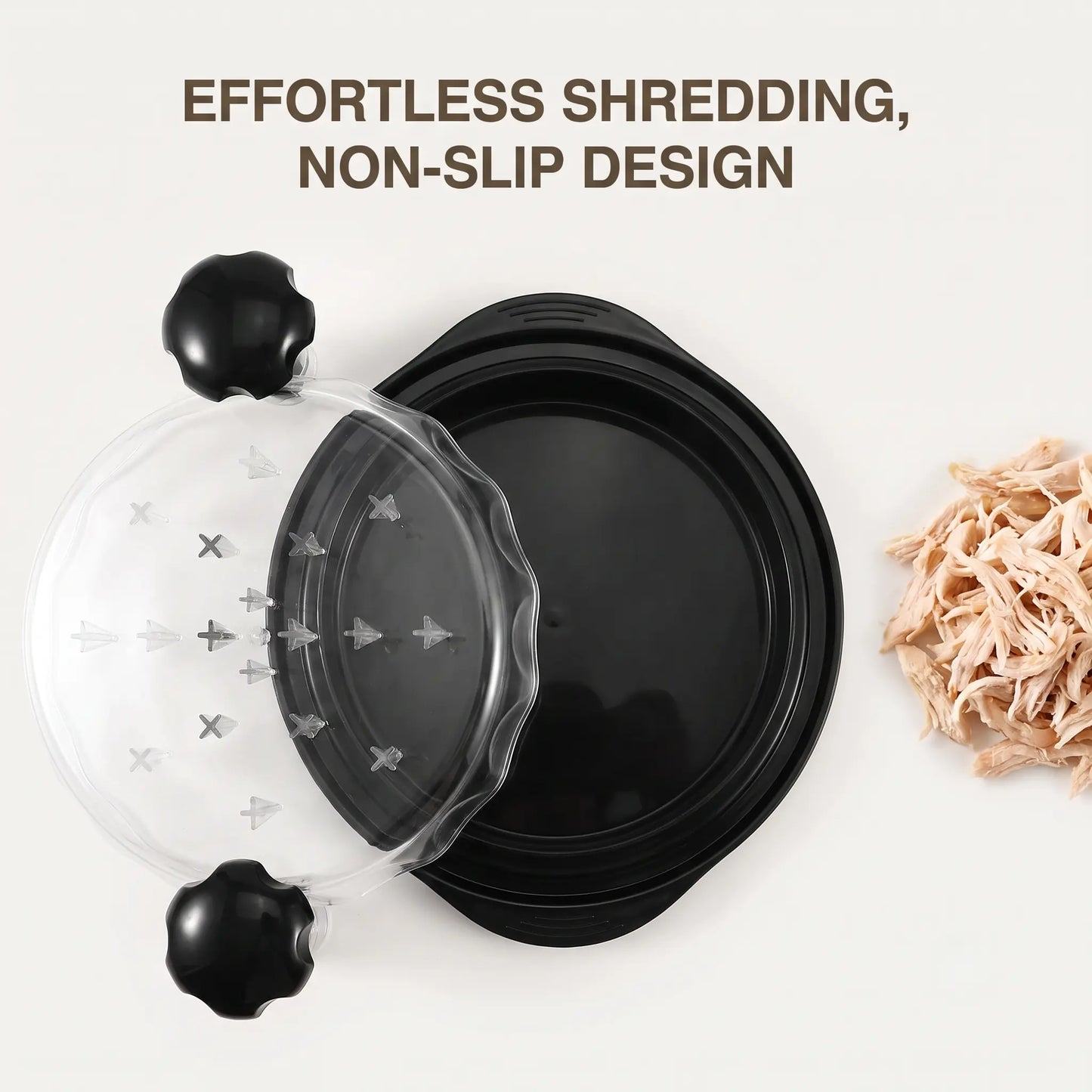 Chicken Shredder Tool Twist — Manual  Meat Shredder with Clear Lid & Handles