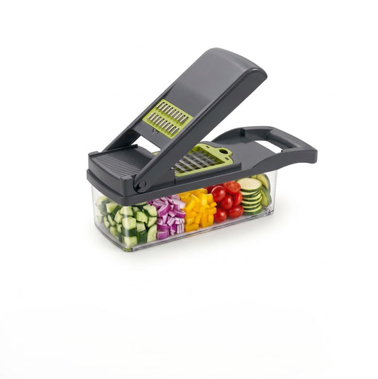Food Chopper with Container — Manual Vegetable Chopper Grater & Slicer Set
