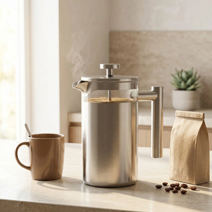Stainless Steel French Press Coffee Maker — Double Wall Insulated 800ML