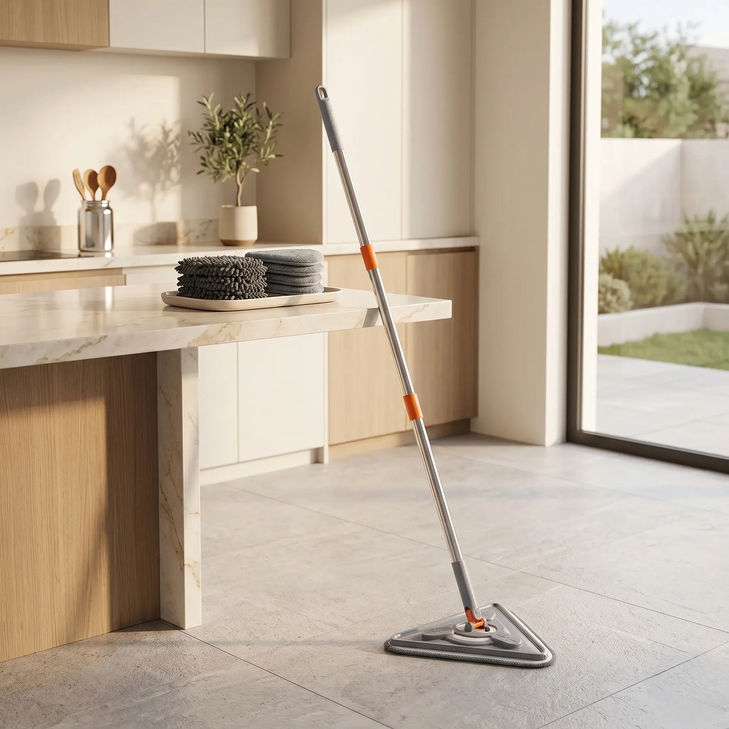 Wall Cleaner Mop with Long Handle —  360° Triangle Head for Walls & Ceilings