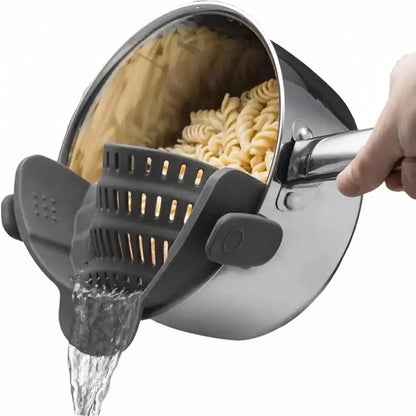 Clip-On Pasta Strainer for Pots & Pans — Adjustable Stainless Steel Pot Strainer