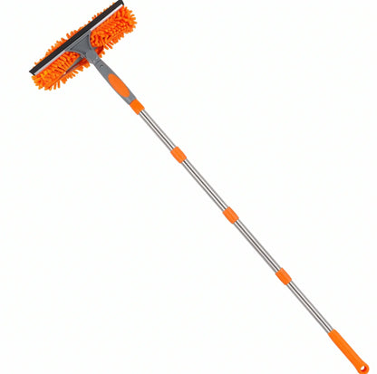 Window Washing Kit with Extension Pole — 2-in-1 Squeegee & Mop Up to 165 Inches