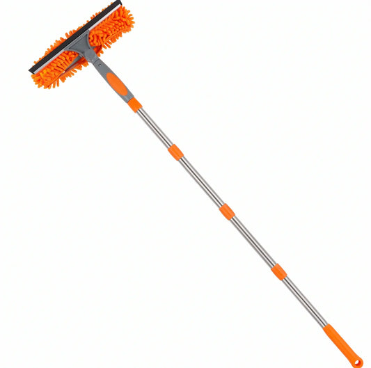 Window Washing Kit with Extension Pole — 2-in-1 Squeegee & Mop Up to 165 Inches