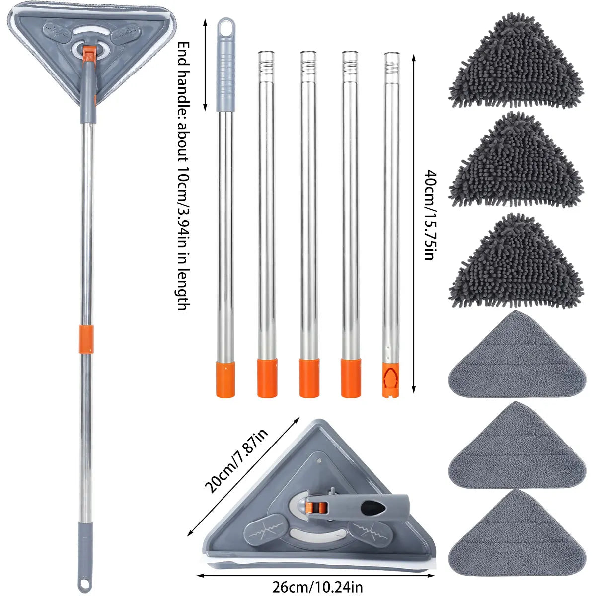 Wall Cleaner Mop with Long Handle —  360° Triangle Head for Walls & Ceilings