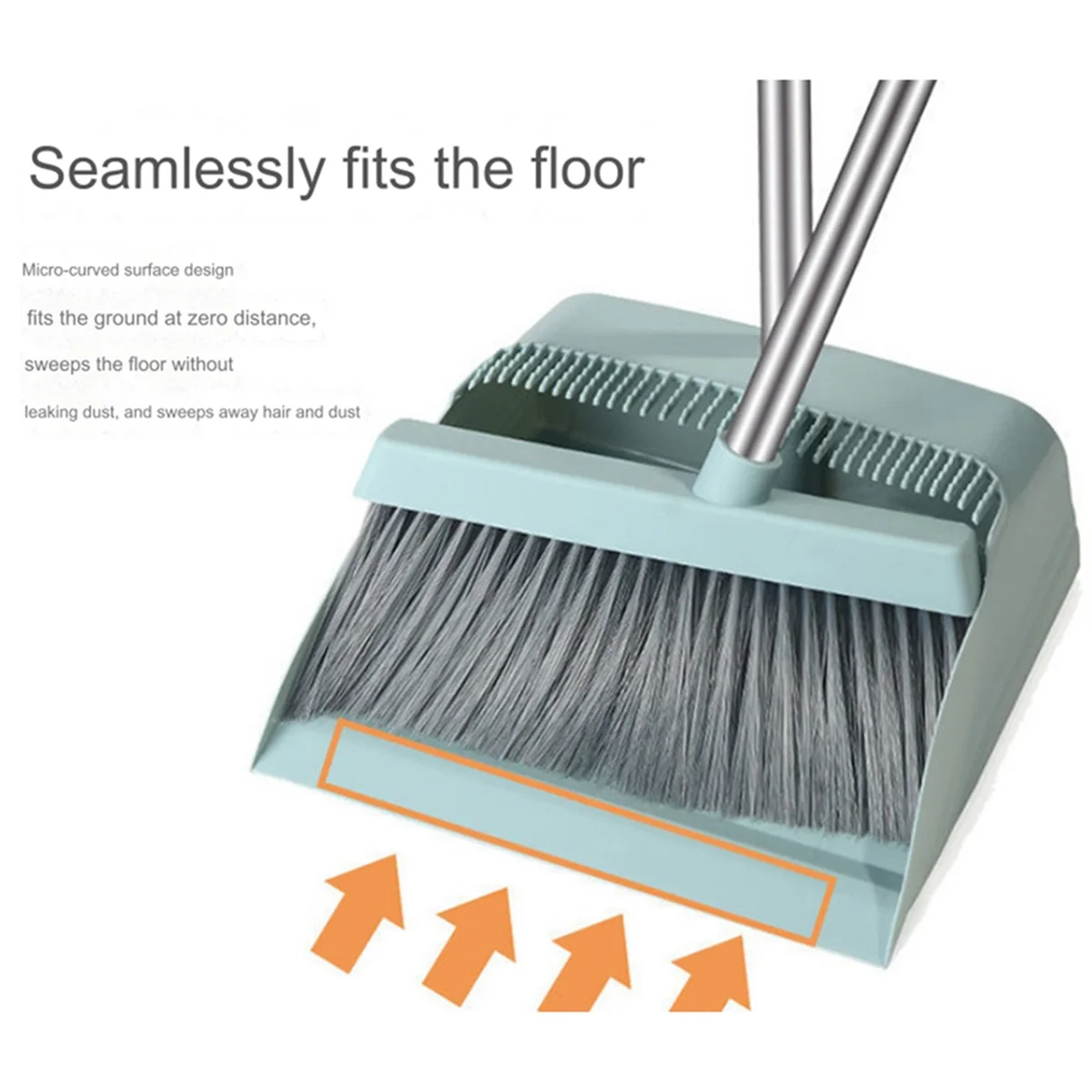 Broom & Dustpan Combo Set with Long Handle — 3-Piece Indoor Cleaning Kit