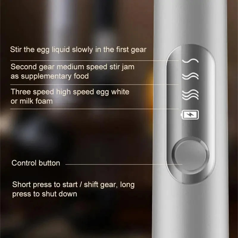 Electric Handheld Mixer & Milk Frother —  3-Speed USB Rechargeable Wireless Whisk