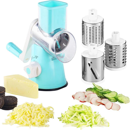 Cheese Grater Hand Crank — 3-in-1 Rotary Shredder & Slicer