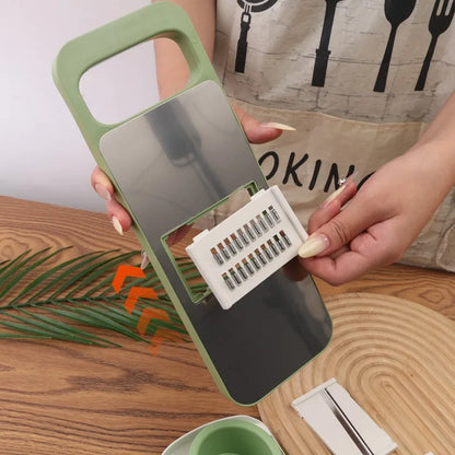 Food Chopper with Container — Manual Vegetable Chopper Grater & Slicer Set
