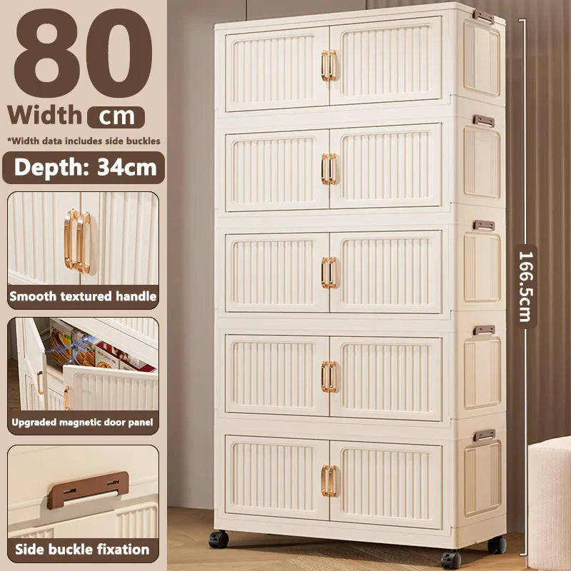 Foldable Plastic Storage Cabinet —  Modular Wardrobe Organizer 1–6 Tiers