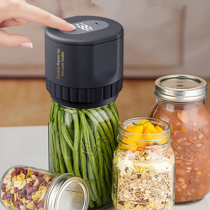 Electric Mason Jar Vacuum Sealer Kit — Cordless Rechargeable with LED Display